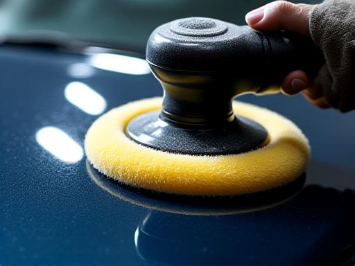 Dettaglio di un cofano auto lucidato con macchina orbitale